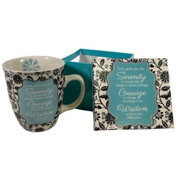 Serenity Prayer Ceramic Coffee Mug Floral Courage Wisdom Inspirational New w/Box - Picture 1 of 14